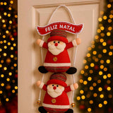 Enfeite De Pendurar Decorativo Boneco De Neve Ou Papai Noel Com Placa Feliz Natal