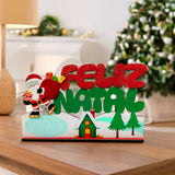 Enfeite De Natal Placa Decorativa Para Mesa Mdf Feliz Natal 11cm