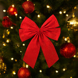 Laço De Natal Decorado Glitter 20Cm