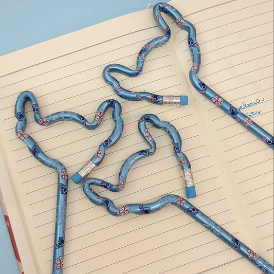 Lápis Preto Fofo Face Do Stitch Molin