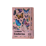 Caderno Pequeno A5 Brochura Capa Dura Borboleta Com Elástico