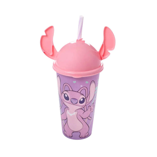 Copo Com Tampa Lúdica Angel e Stitch 500ml
