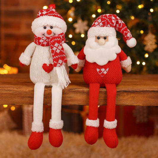 Enfeite De Natal Decorativo Papai Noel/Boneco De Neve Sentado 38cm