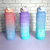 Garrafa De 800ml Degradê Pastel + Adesivos Fofos