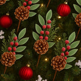 Enfeite De Natal Galho Cereja Com Pinha Decoração Árvore