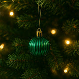 Bola Natal N°4 Decorada Verde Metálico Com 12