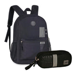 Kit Mochila Escolar + Estojo Duplo Listra Authentic Style Clio