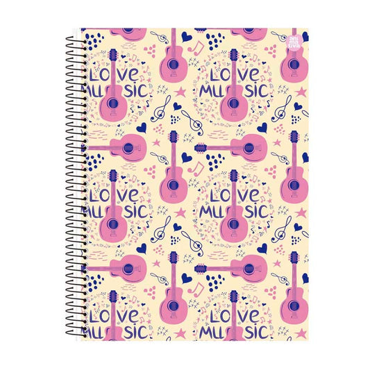 Caderno Universitário Capa Dura Música 80 Folhas Animativa