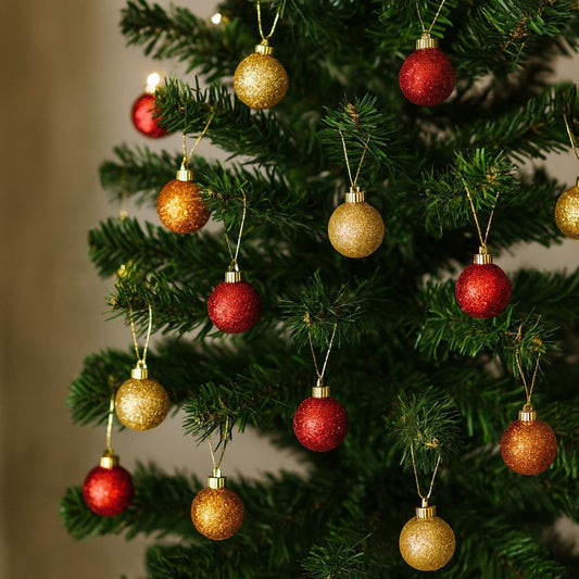 Kit Pendente De Natal Bolinhas Com Glitter 2cm Com 12 Decoração Enfeite Para Árvore