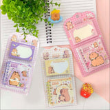 Kit Mini Caderno E Bloquinho De Anotações Autoadesivo Capybara Fofa