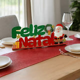 Enfeite De Natal Placa Decorativa Para Mesa Mdf Feliz Natal 30cm