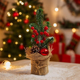 Enfeite De Natal Mini Arranjo Pinha/Bola/Azevinho Decoração Para Mesa 20cm