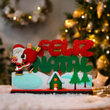 Enfeite De Natal Placa Decorativa Para Mesa Mdf Feliz Natal 11cm