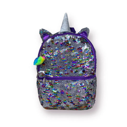 Mochila Escolar Paetê Unicórnio Menina