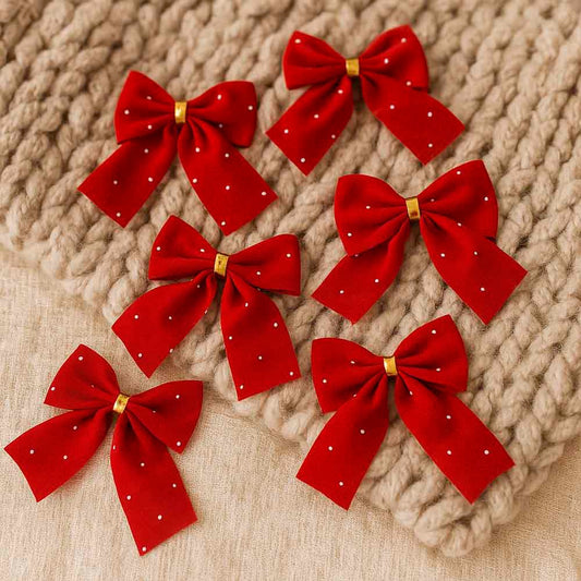Laço De Natal Vermelho Com Detalhes De Glitter Com 6