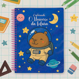 Caderno Grande Capa Dura 10 Matérias Capivara Mood