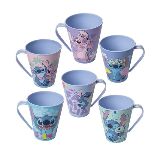 Caneca Plástica Stitch e Angel 360ml