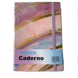 Caderno Pequeno A5 Brochura Capa Dura Mármore Com Elástico