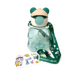 Garrafa Fofa Ursinho Com Boné + Adesivos Divertidos