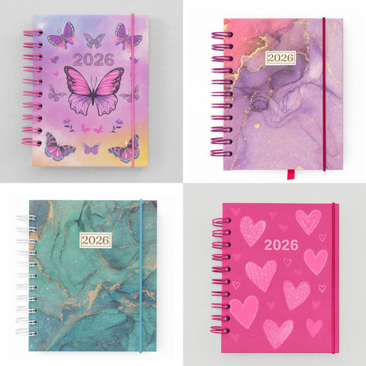 Agenda 2026 Glitter Pequena Espiral Capa Dura 336 Páginas