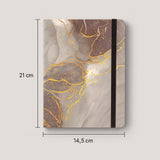 Caderno Pequeno A5 Brochura Capa Dura Mármore Com Elástico