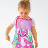 Avental Escolar Infantil Stitch e Angel Disney Para Pintura