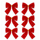 Laço De Natal Vermelho Com Detalhes De Glitter Com 6