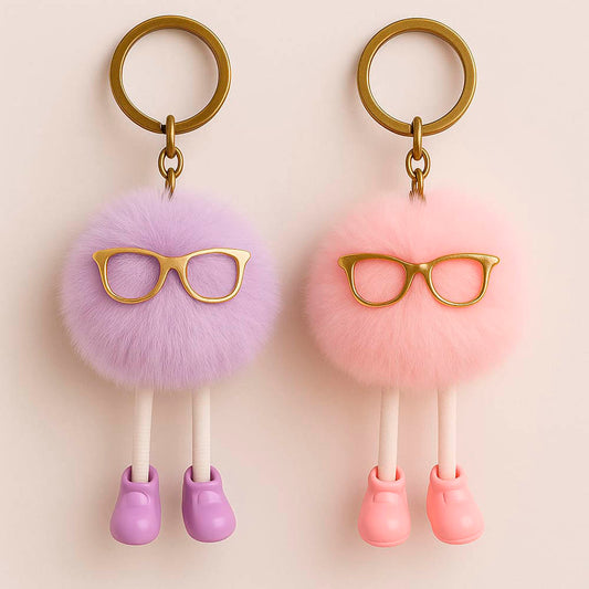 Chaveiro Pelúcia Fofo com Perninhas e Óculos