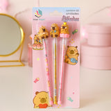 Kit Lapiseira Troca Ponta Capivara Com 3 Peças Papelaria Fofa