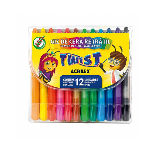 Giz de Cera Retrátil Twist 12 Cores Acrilex