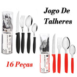 Jogo de Talheres Inox 16 Peças Color Vermelho/Preto Original Line