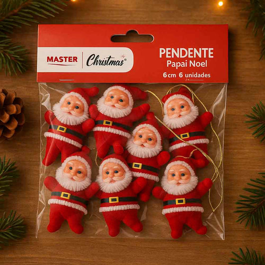 Enfeite Pendente Papai Noel 6cm Com 6