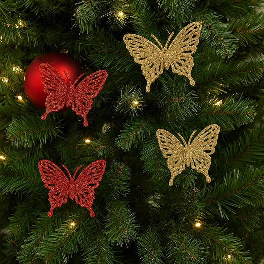 Enfeite De Natal Decorativo Borboleta Glitter Com 7
