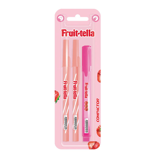 Kit Caneta + Marca Texto Fruit-tella Com 3 Compactor