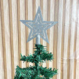 Ponteira De Estrela Vazada Com Glitter 14cm