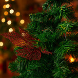 Enfeite Natal Folha Vazado Com Glitter Decoração
