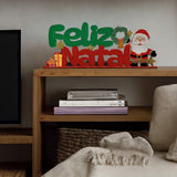 Enfeite De Natal Placa Decorativa Para Mesa Mdf Feliz Natal 30cm