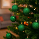 Bola Natal N°6 Decorada Verde Metálico Com 8