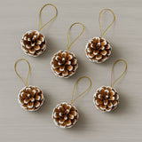 Enfeite De Natal Pinha Natural/Nevada/Dourada Decorativa Com 6 - 5cm