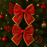 Laço de Natal Brilhoso 12Cm Com 2