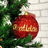 Bola De Natal Festão Nº 8 Decorada Com Frases
