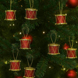 Enfeite Natal Tambor Glitter 3,7cm com 6