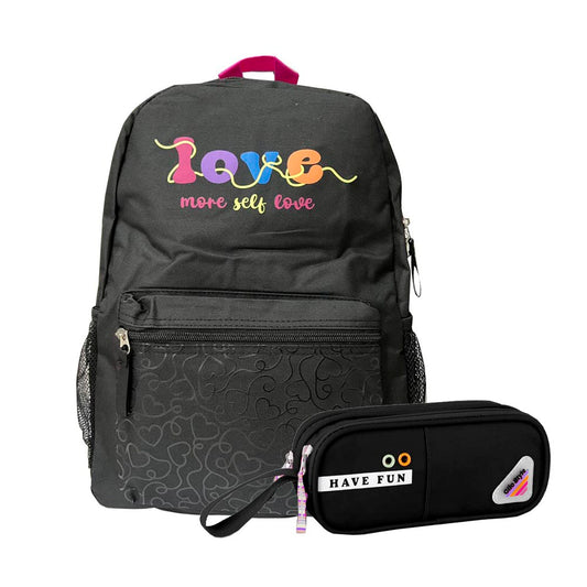 Kit Mochila Escolar + Estojo Duplo Love Clio