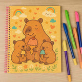 Kit Escolar Capivara Fofa Caderno 1 Matéria + Caneta Com 8 Cores