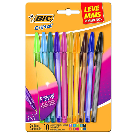 Caneta Bic Cristal Fashion Com 10 Color - Bic