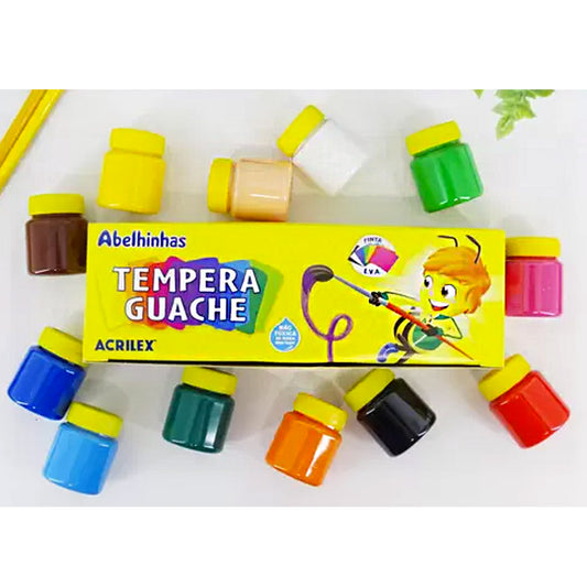 Tinta Tempera Guache Com 12 Cores Acrilex