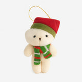 Enfeite de Natal Pendente Ursinho Com Gorro Decoração De Natal 11cm
