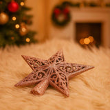 Ponteira De Estrela Glitter Rosé Vazada 17cm