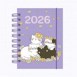 Agenda 2026 Fofa Pequena Espiral Capa Dura 336 Páginas Capivara/Unicórnio/Gato/Cachorro
