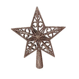 Ponteira De Estrela Glitter Rosé Vazada 17cm